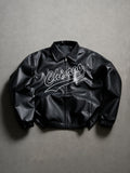 Chicago Graphic Faux Leather Zip-Up Jacket