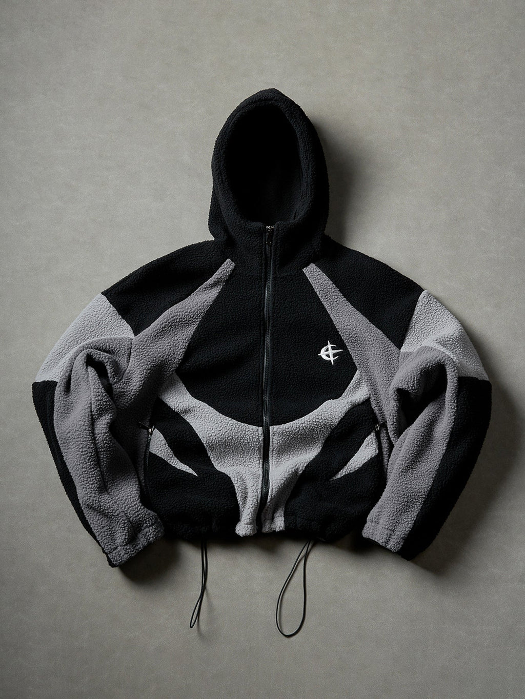 Color Block Sherpa Fleece Hooded Jacket