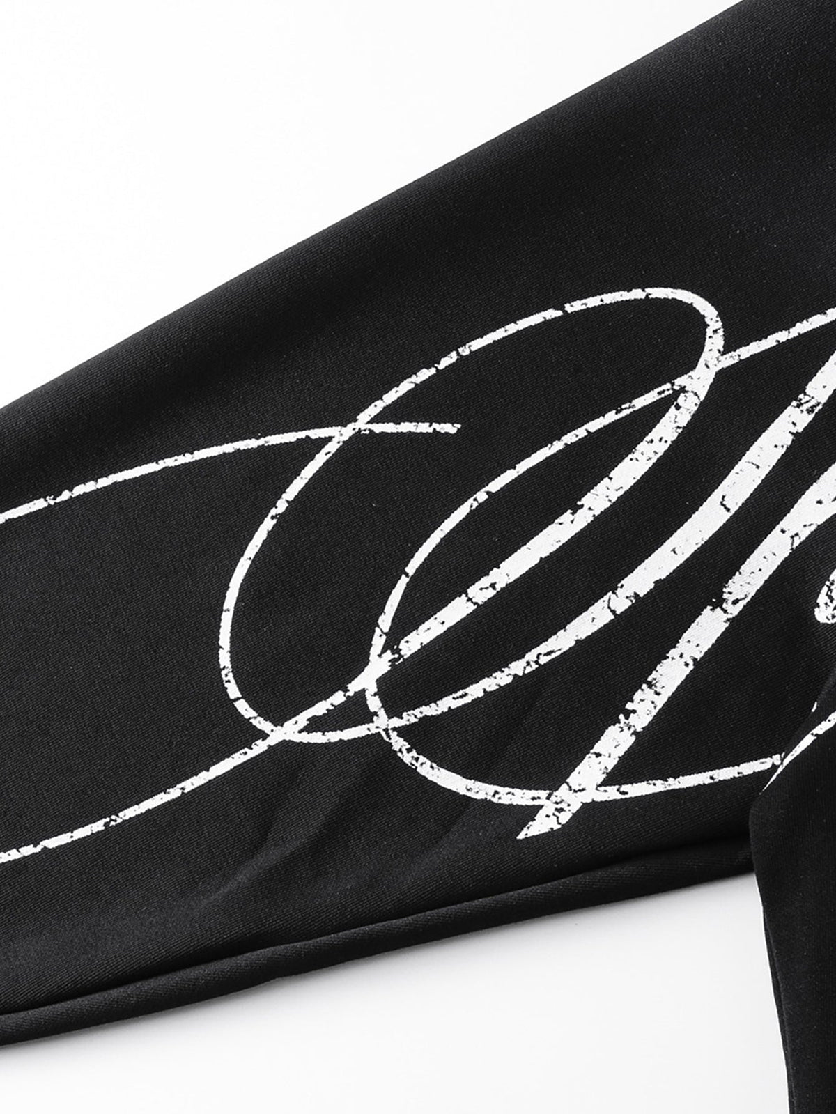 Oversized Script Graphic Zip-Up Hoodie