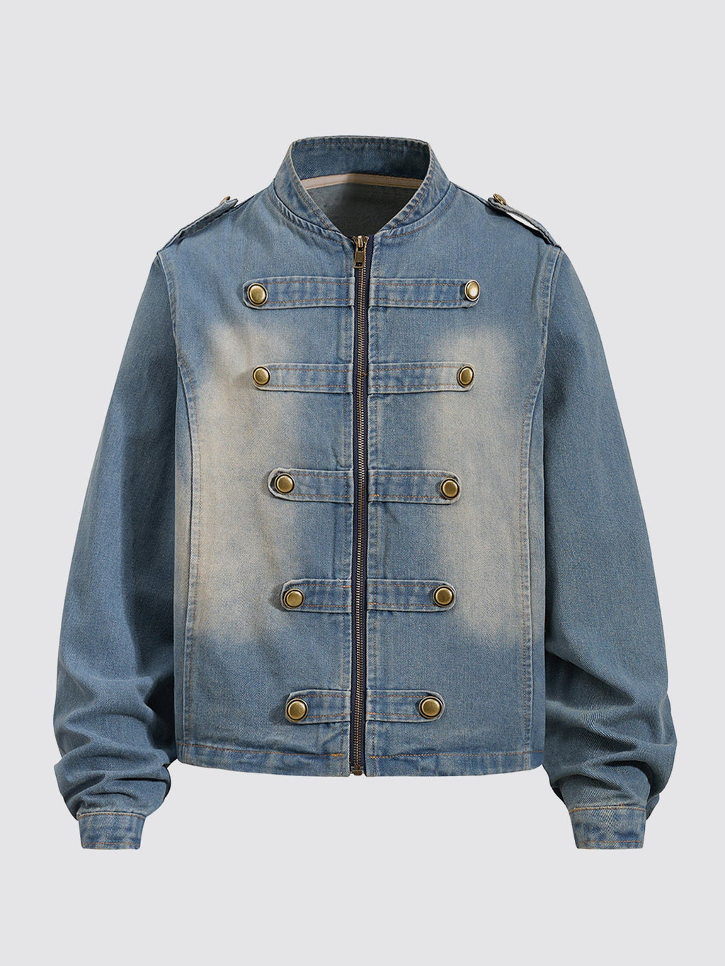 Washed Military Denim Jacket