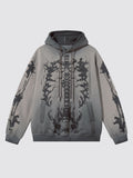 Washed Skeleton Graphic Hoodie