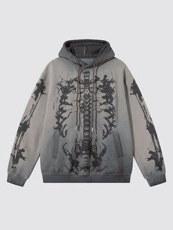 Washed Skeleton Graphic Hoodie