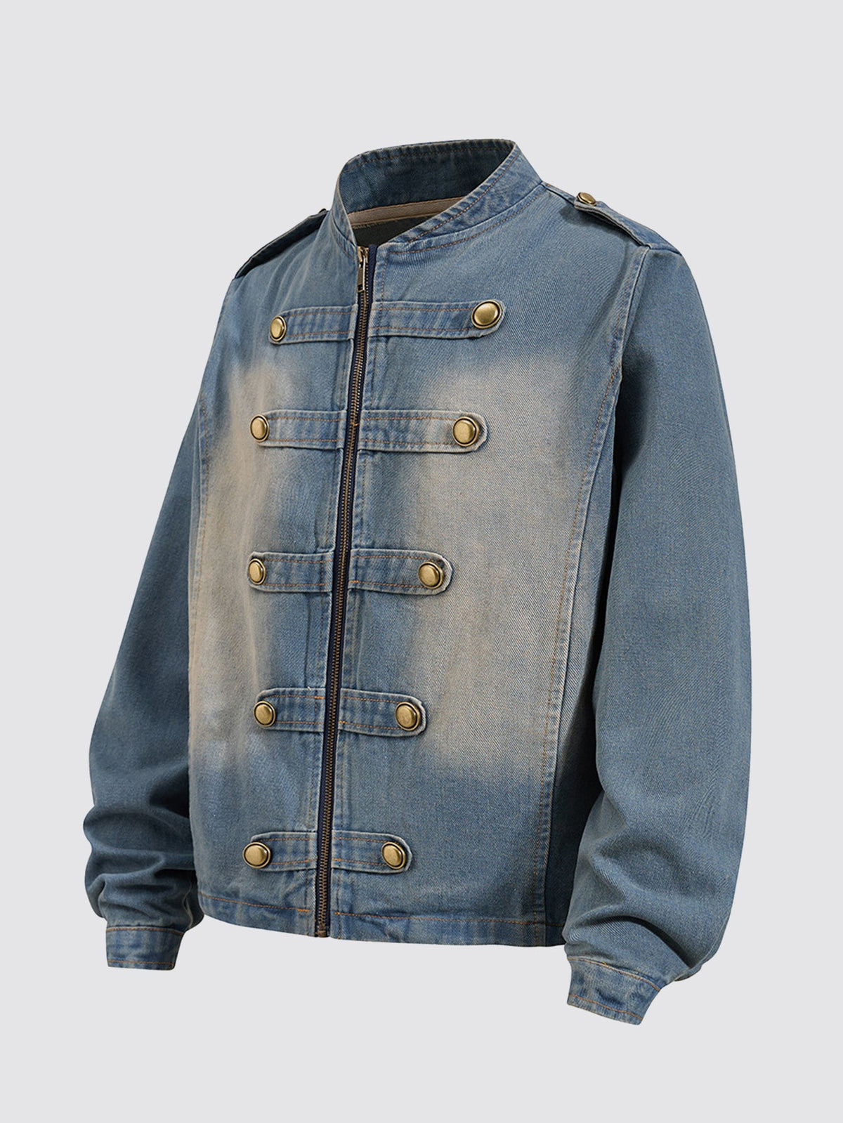 Washed Military Denim Jacket