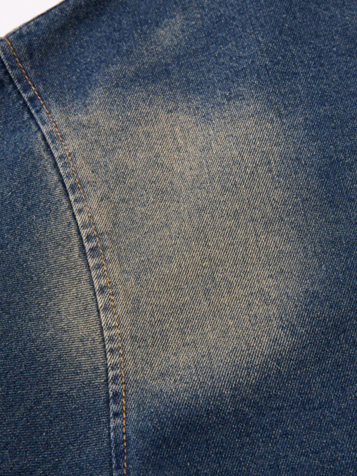 Vintage Washed Baseball Embroidered Denim Sweatshirt