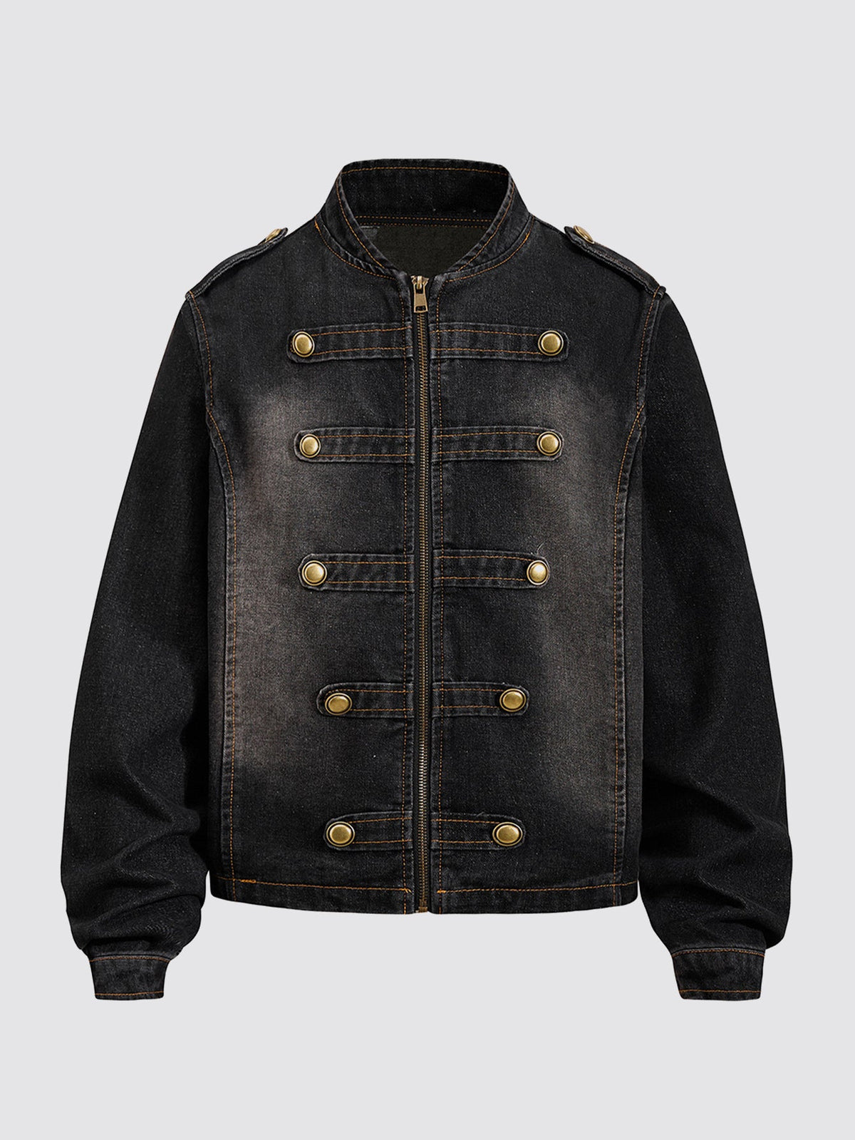 Washed Military Denim Jacket