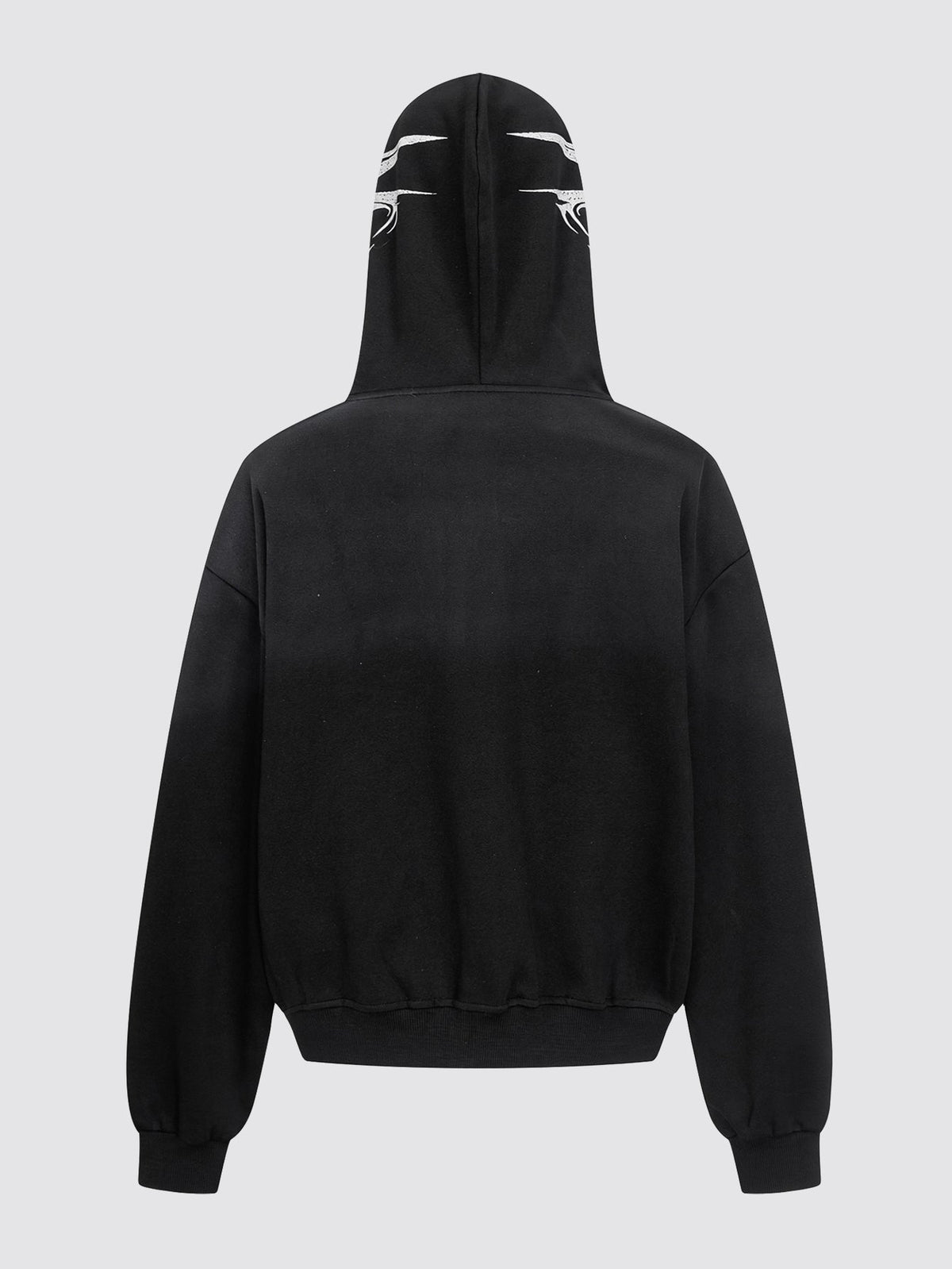 Oversized Script Graphic Zip-Up Hoodie