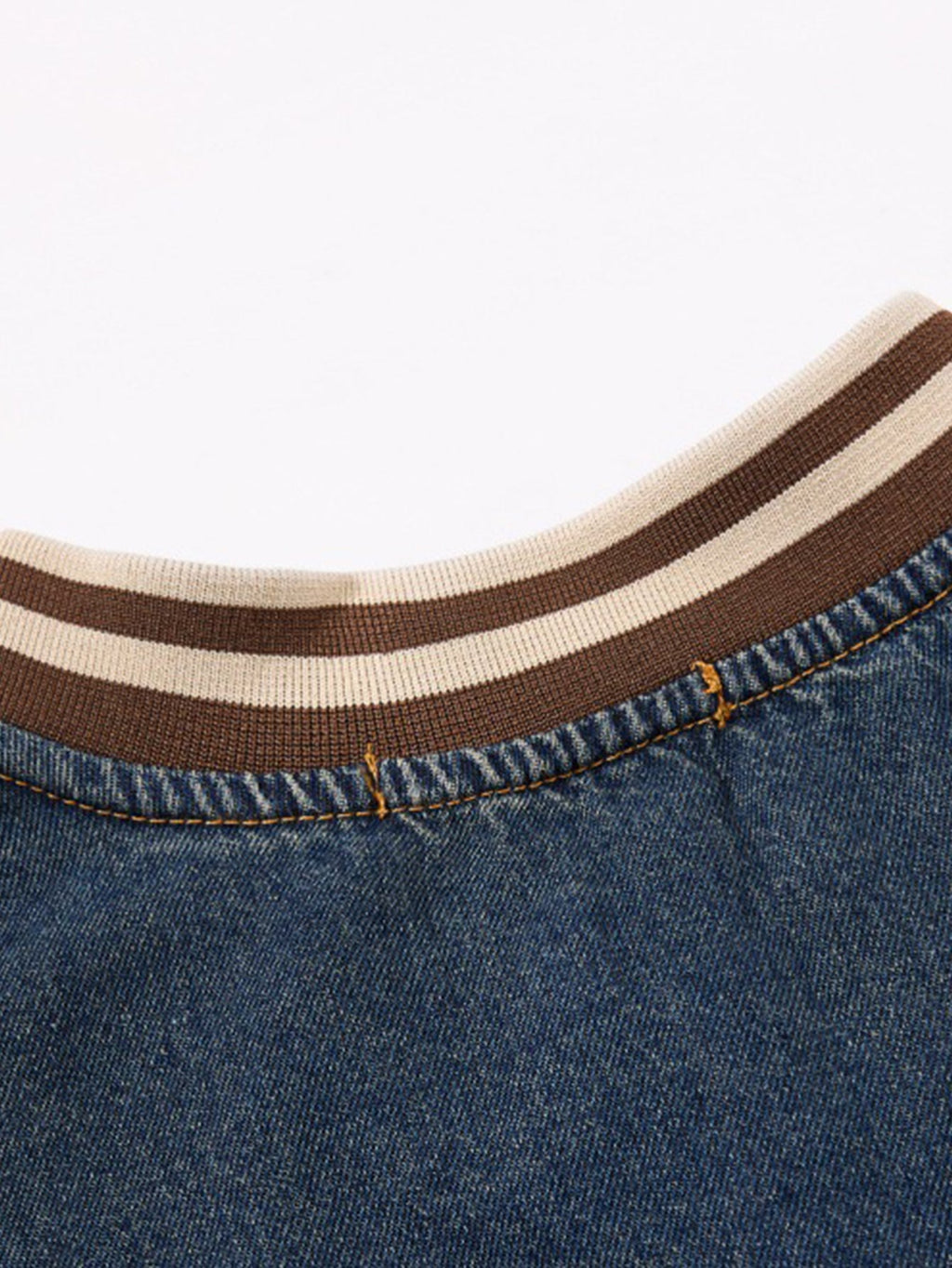Vintage Washed Baseball Embroidered Denim Sweatshirt
