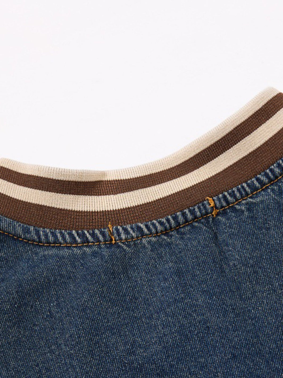 Vintage Washed Baseball Embroidered Denim Sweatshirt