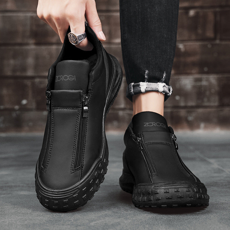 Men’s Low-Top Zipper Slip-On Board Shoes – Sporty & Casual Everyday Wear