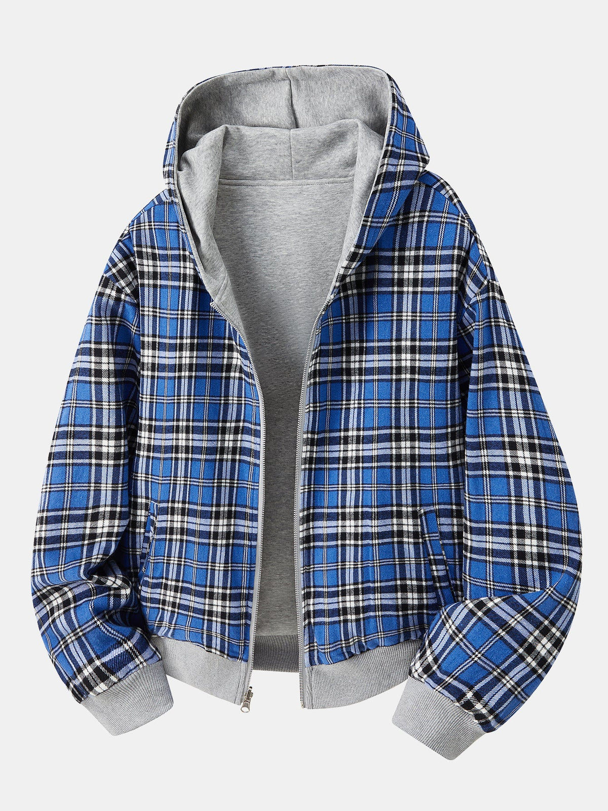 Relaxed Fit Reversible Plaid Lined Hoodie