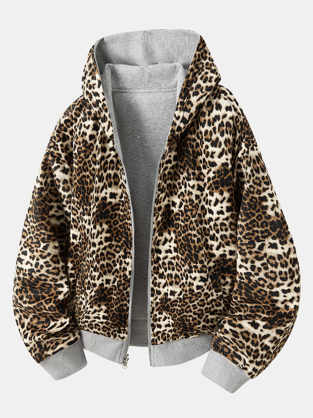 Wendbarer Kapuzenpullover im Relaxed Fit mit Leopardenfutter