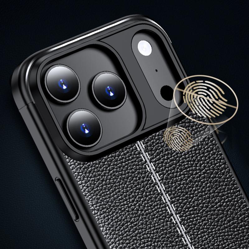 Litchi Texture Shockproof TPU Phone Case For iPhone 17 / 16 / 15 / 14
