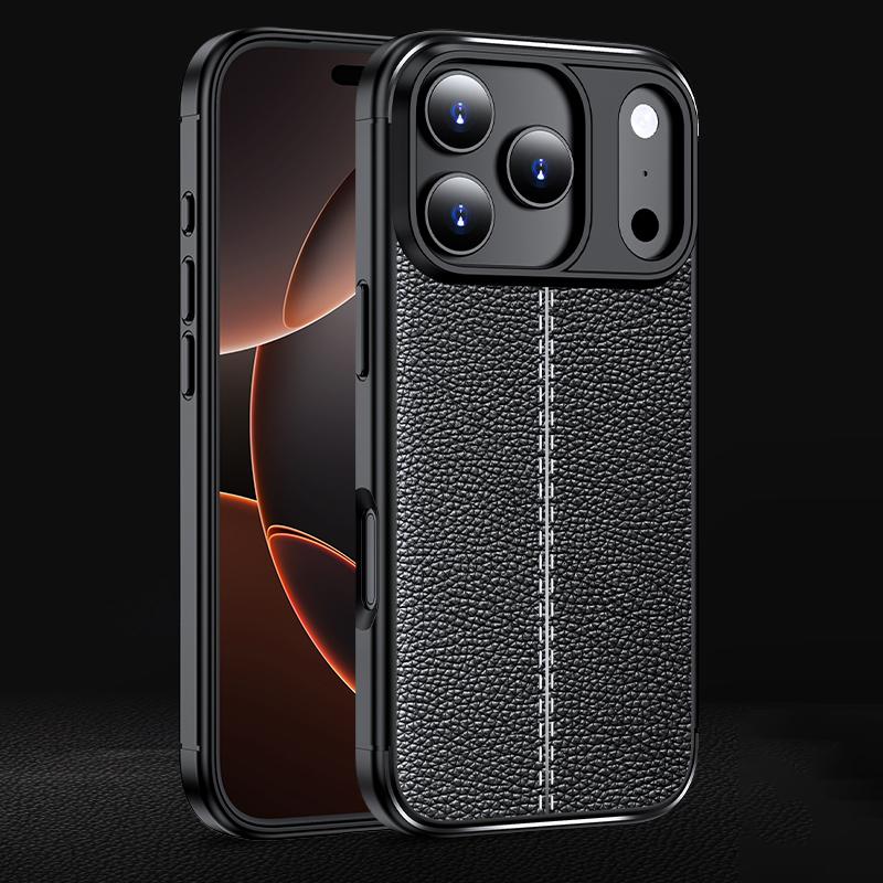 Litchi Texture Shockproof TPU Phone Case For iPhone 17 / 16 / 15 / 14