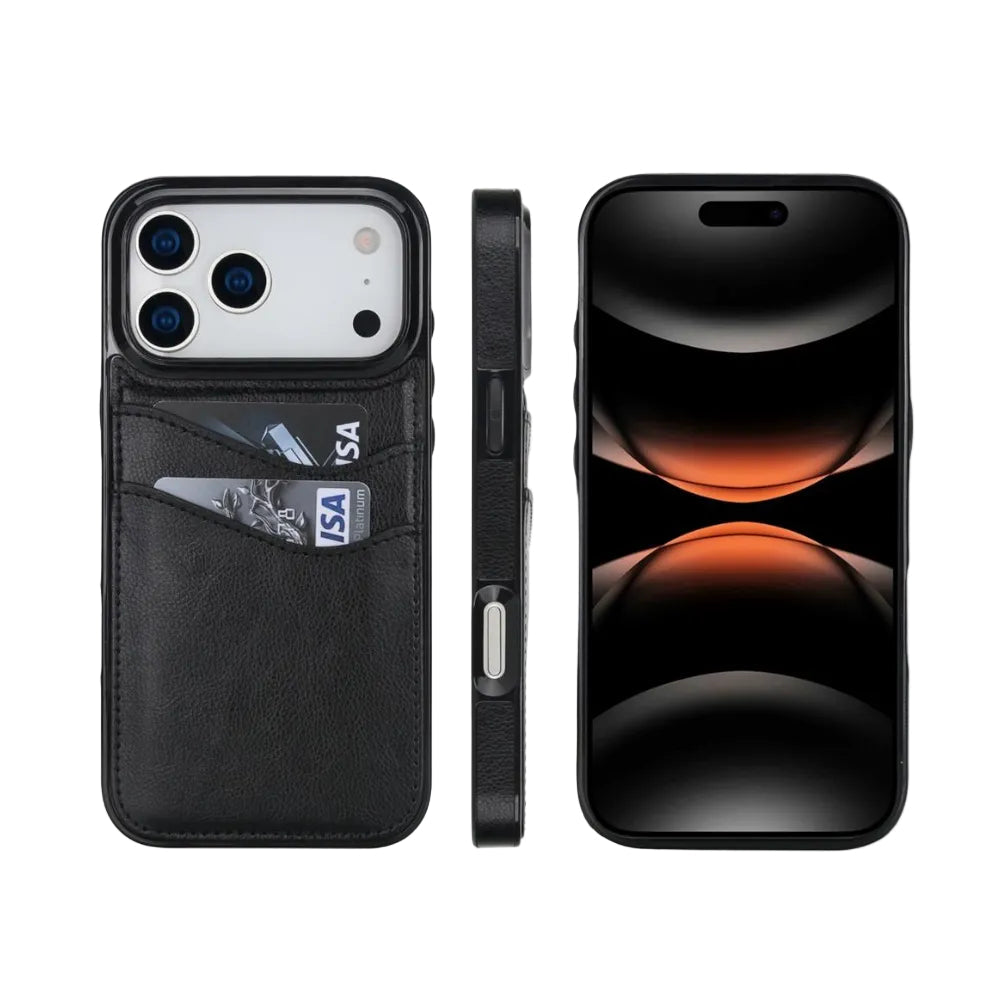 Litschi-Leder-Schutzhülle mit Kartenfächern für iPhone 13-18 Pro & Pro Max
