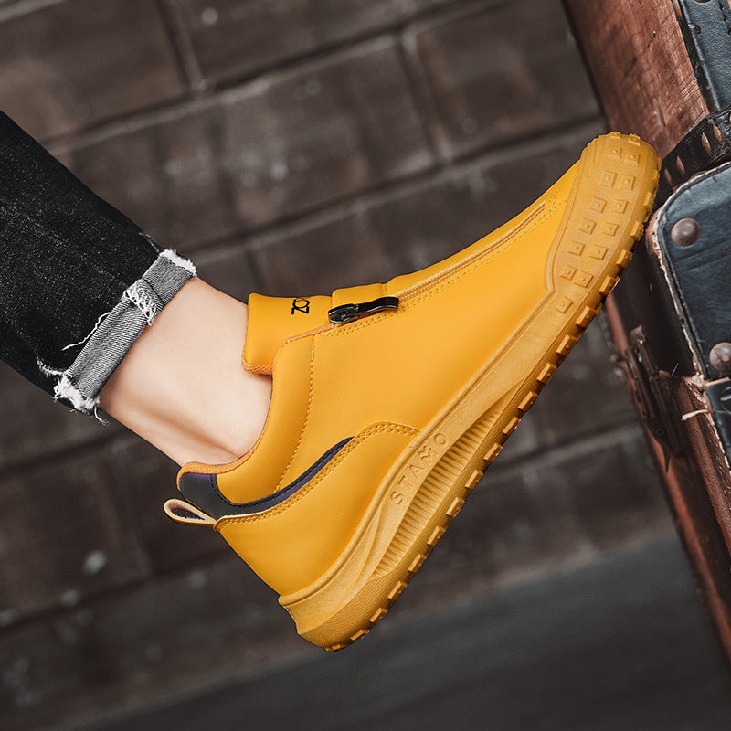 Men’s Low-Top Zipper Slip-On Board Shoes – Sporty & Casual Everyday Wear