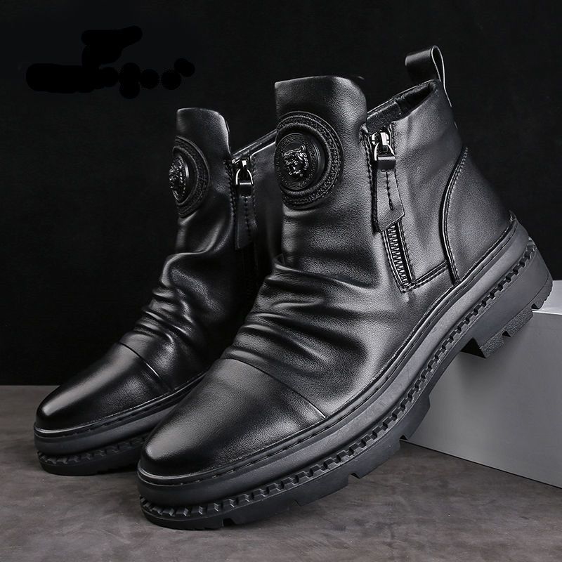 Lässige Herren-Reißverschluss-Martin-Boots im koreanischen Streetwear-Stil