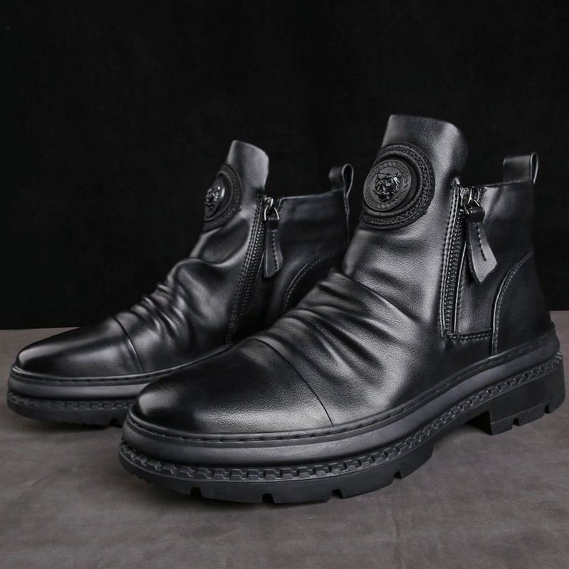 Lässige Herren-Reißverschluss-Martin-Boots im koreanischen Streetwear-Stil