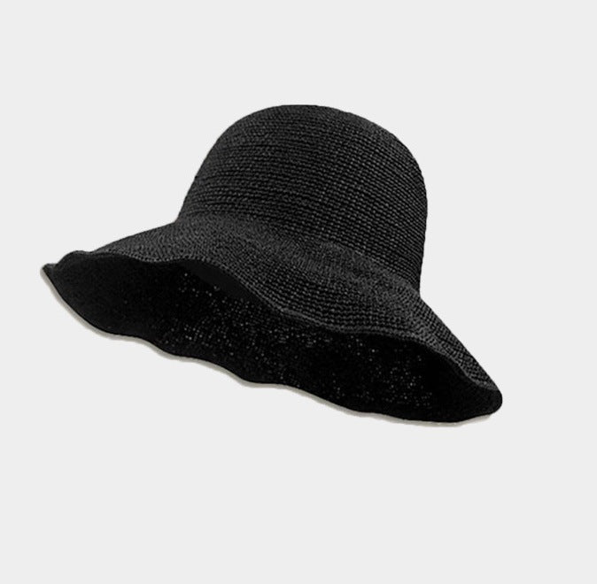 Foldable Straw Hat Women's Crochet Minimalist Versatile Suitable For Summer Beach Vacation