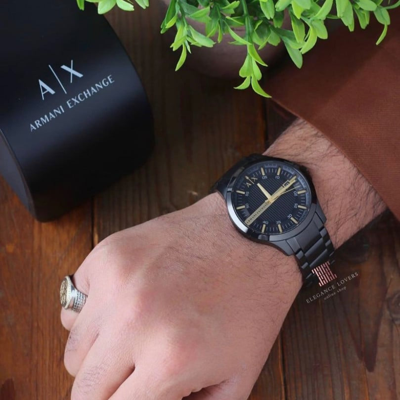Armani Exchange Hampton AX2413 Herren-Chronograph – Schwarzes Zifferblatt mit schwarzem Edelstahlarmband