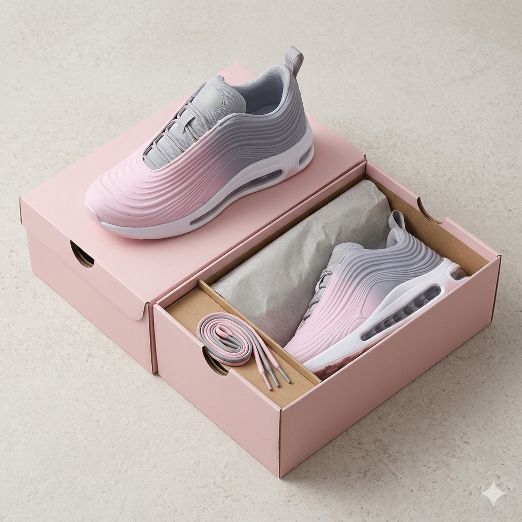 Women's Cushioned Trainers – Pink and Grey