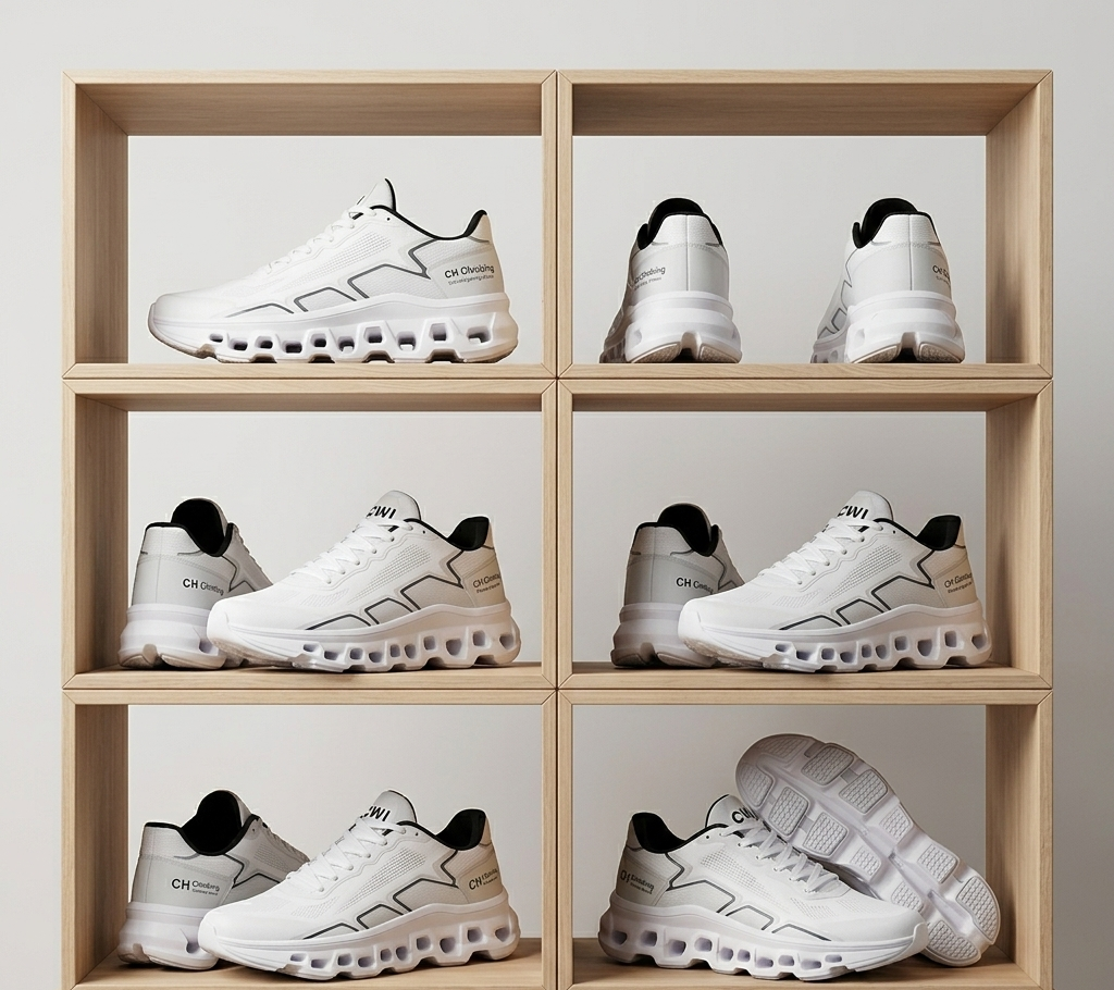 Men's Mesh Tech Trainers – White and Black