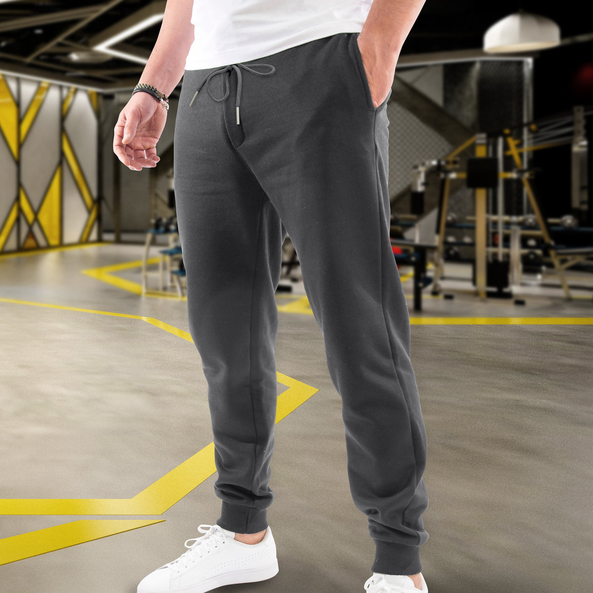 Elegant Comfort Casual Men Cotton Fleece Jogger with Pockets