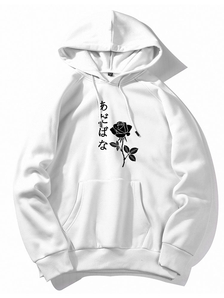 Japanese Rose Print Hoodie