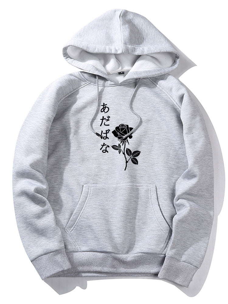 Japanese Rose Print Hoodie