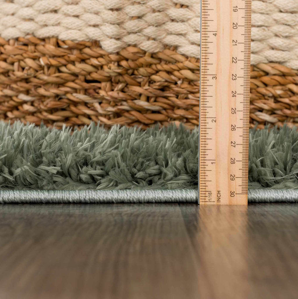 Faina Solid Green Shag Washable Area Rug - Clearance