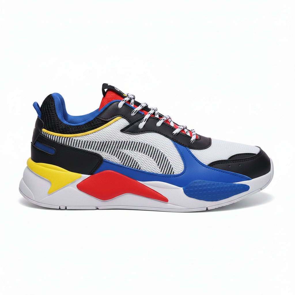 Men's Multi-Coloured Retro Mesh Trainers – White, Blue and Red