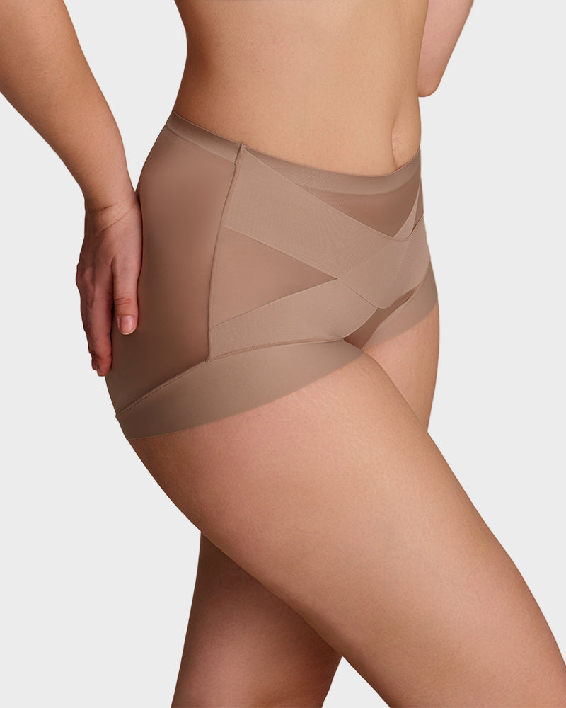 High-Waist Cross Compression Shaping Panties （6 Pack）