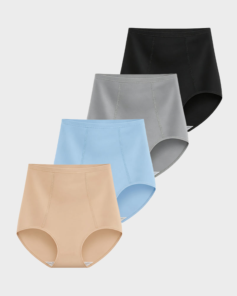 Taillenhoher Slip mit Bauch-weg-Effekt aus Baumwolle im Multipack