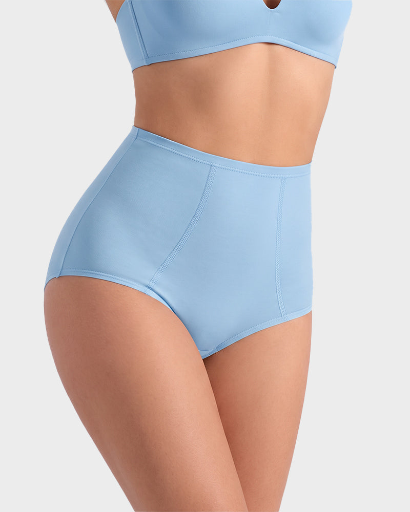 Taillenhoher Slip mit Bauch-weg-Effekt aus Baumwolle im Multipack