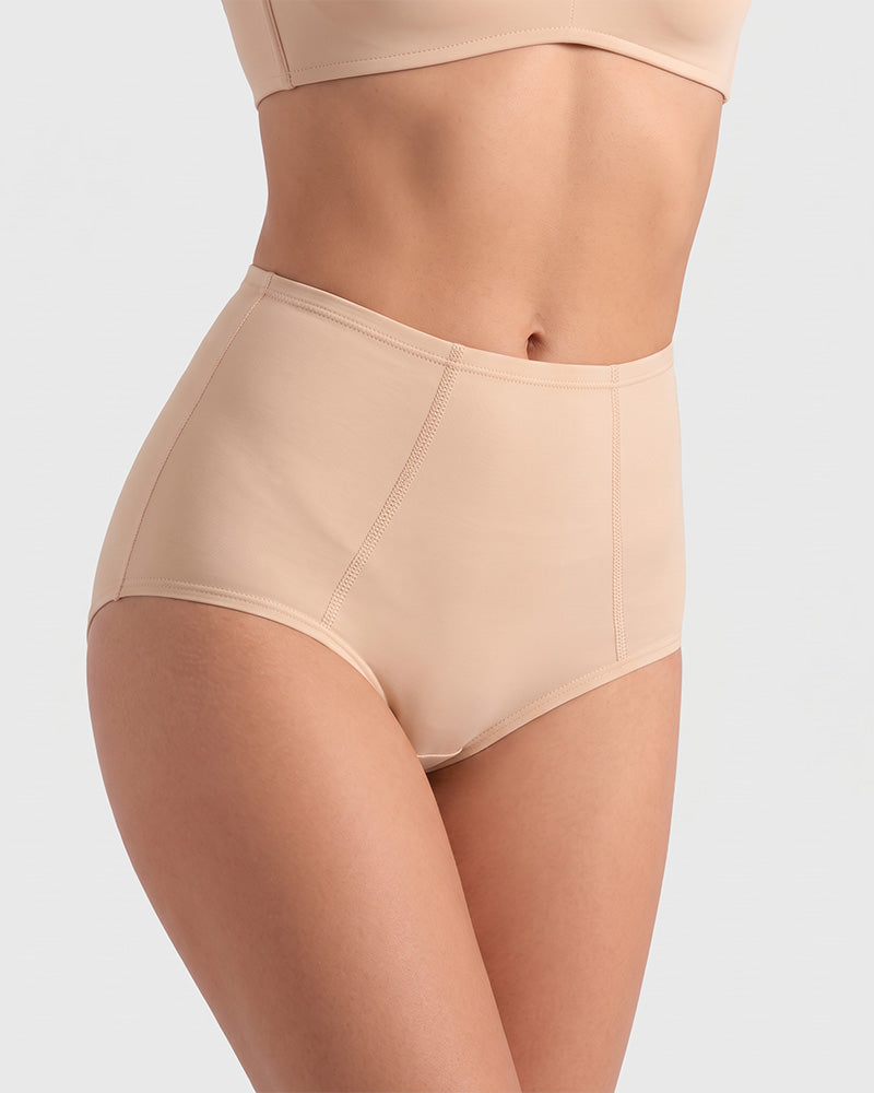 Taillenhoher Slip mit Bauch-weg-Effekt aus Baumwolle im Multipack