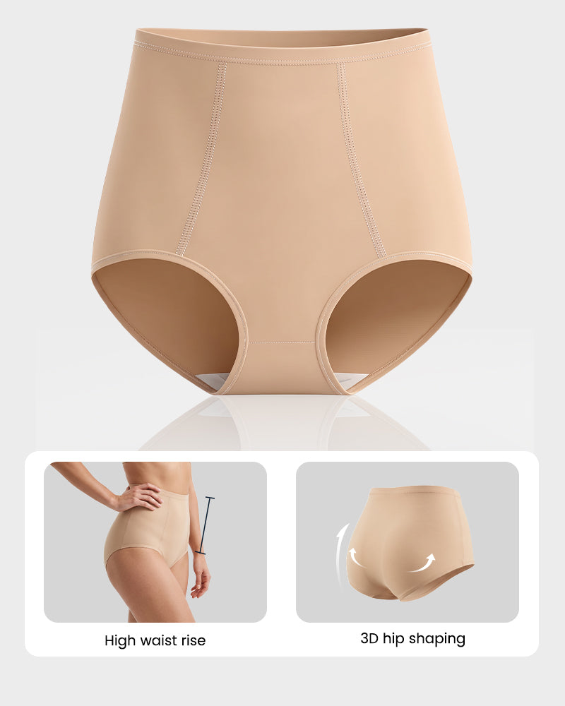Taillenhoher Slip mit Bauch-weg-Effekt aus Baumwolle im Multipack