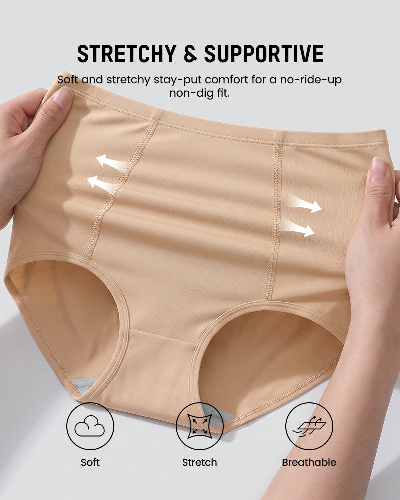 Taillenhoher Slip mit Bauch-weg-Effekt aus Baumwolle im Multipack