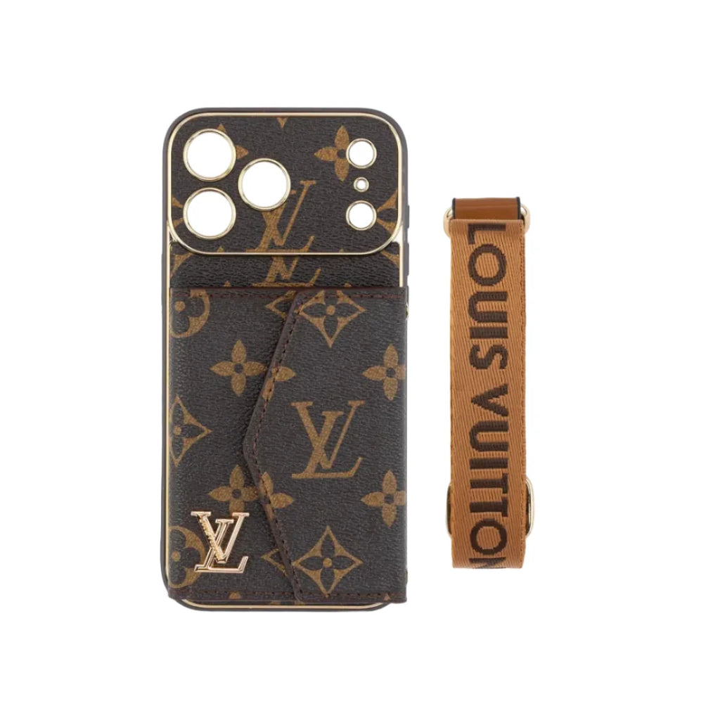 Luxury Elegant Case with Card Holder & Strap For iPhone 12-17