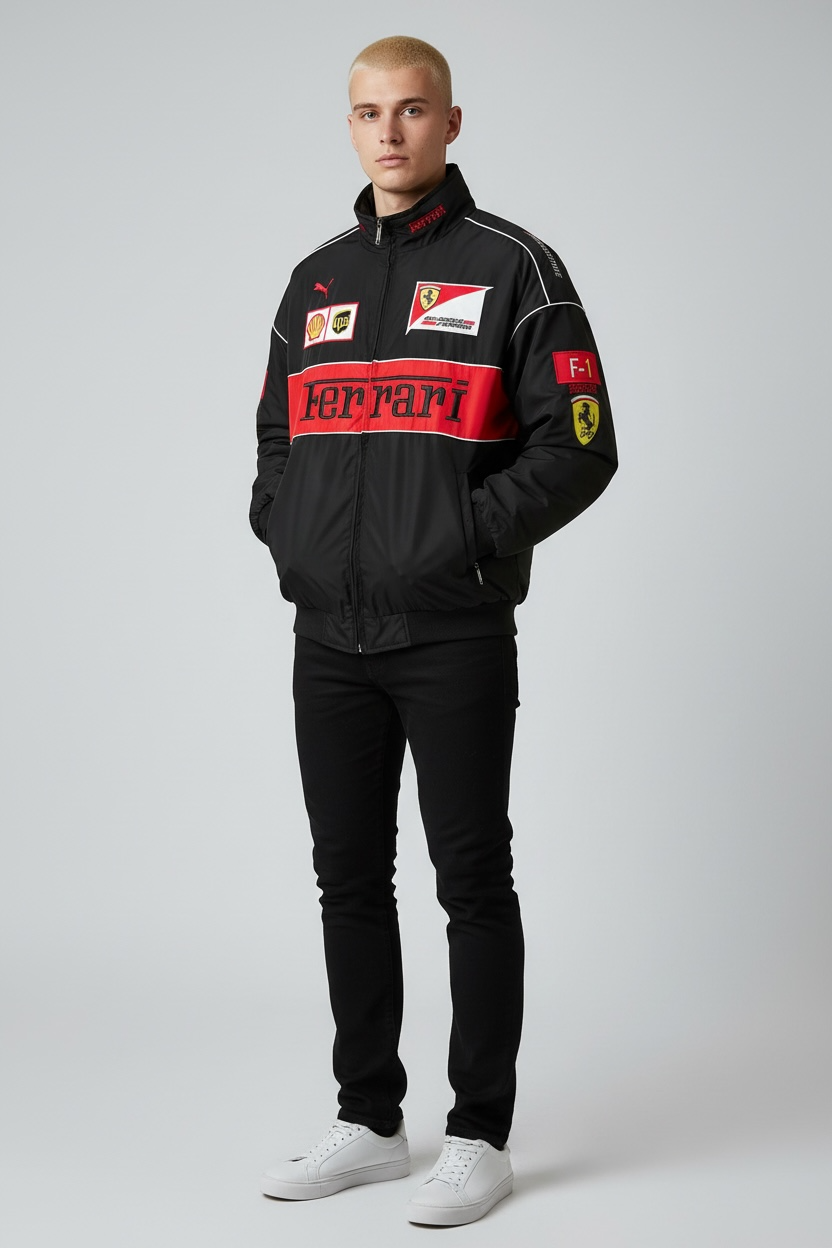 Blouson noir Ferrari