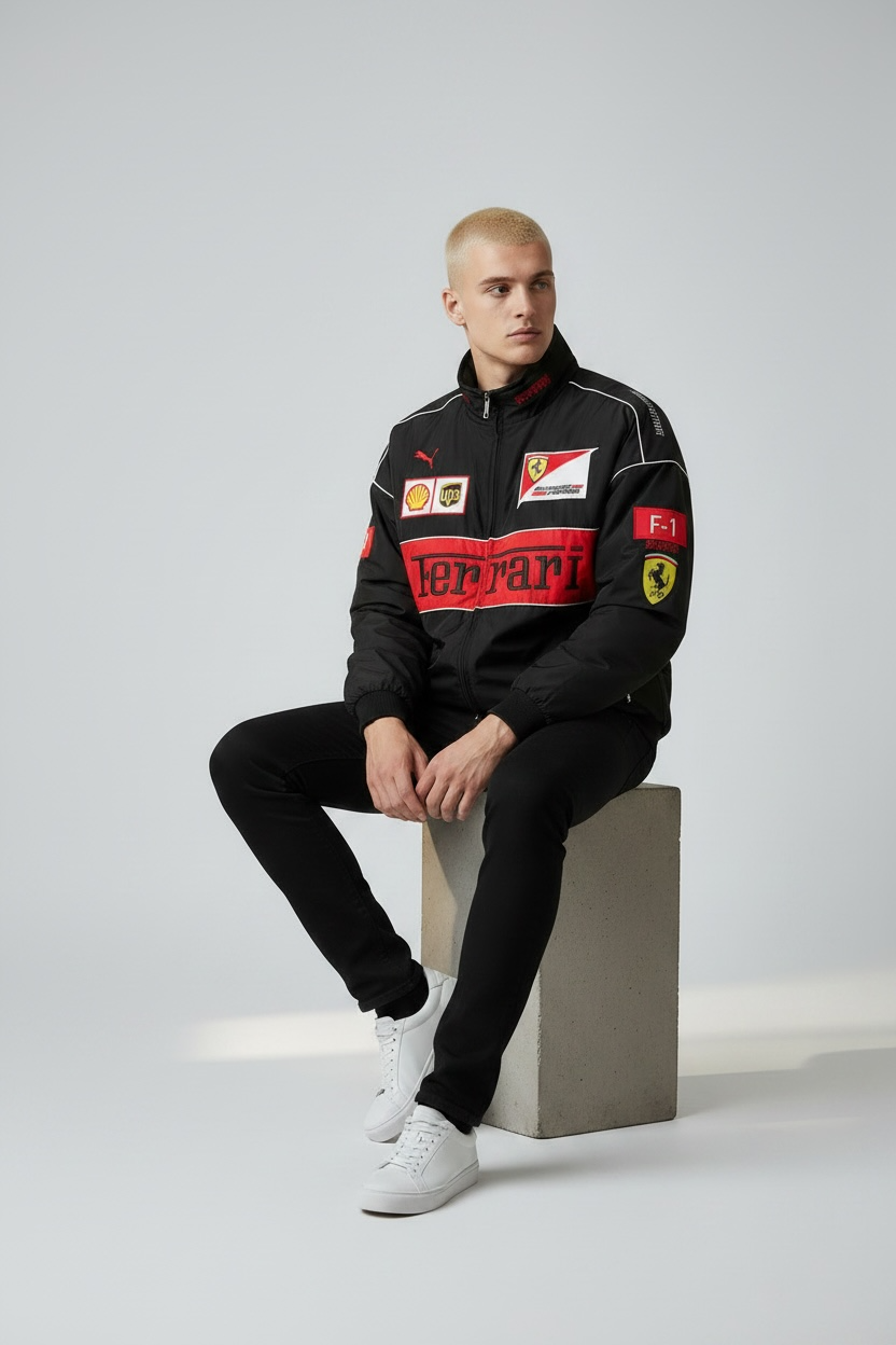 Blouson noir Ferrari