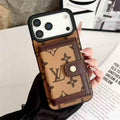 Luxury LV Leather Card Holder Phone Case For iPhone 12-18 Pro & Pro Max