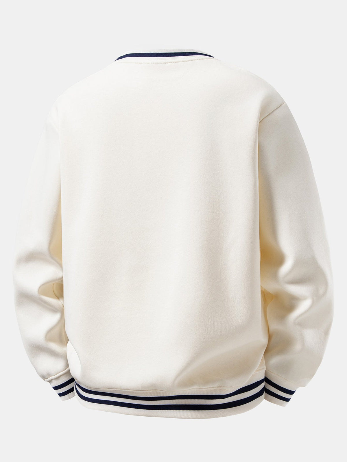 Vintage Print Striped Ribbed Trim Crew Neck Sweatshirt