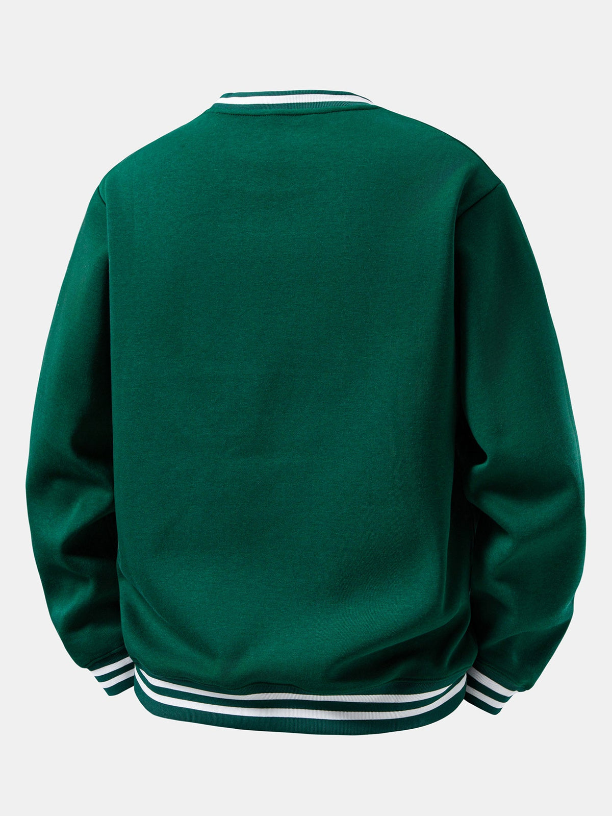 Star Print Striped Ribbed Trim Crew Neck Sweatshirt