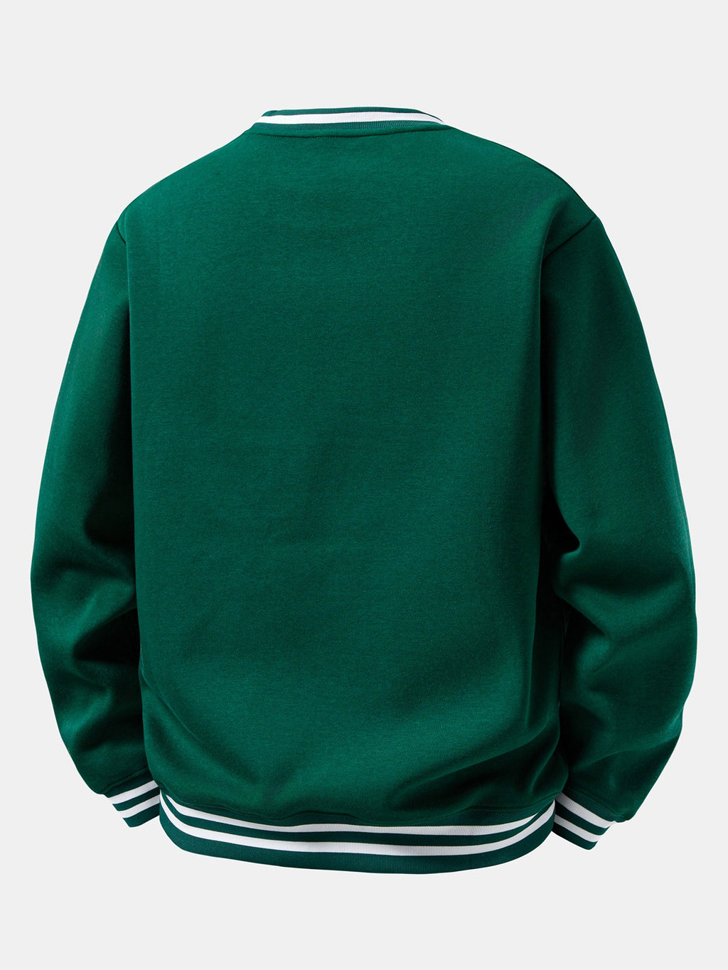 Vintage Print Striped Ribbed Trim Crew Neck Sweatshirt