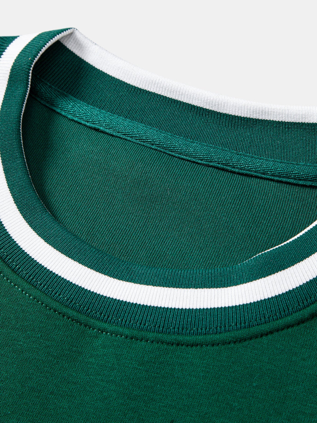 Striped Ribbed Trim Crew Neck Sweatshirt