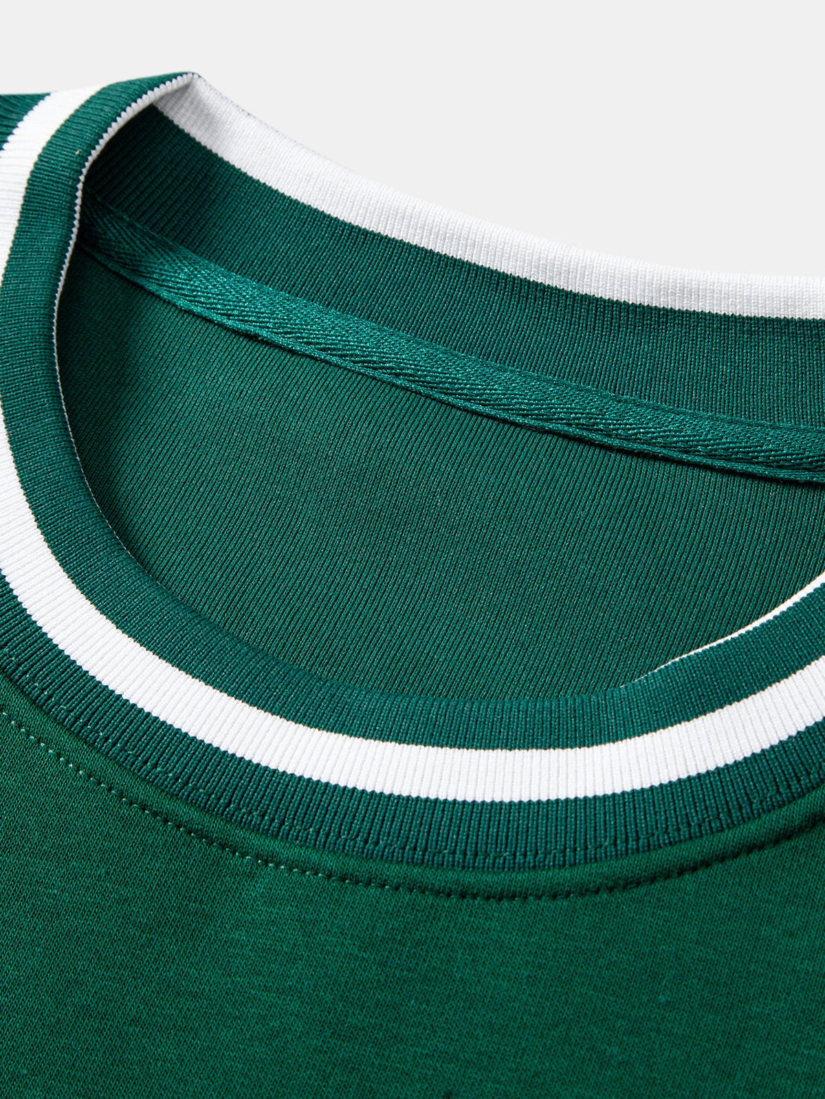Striped Ribbed Trim Crew Neck Sweatshirt