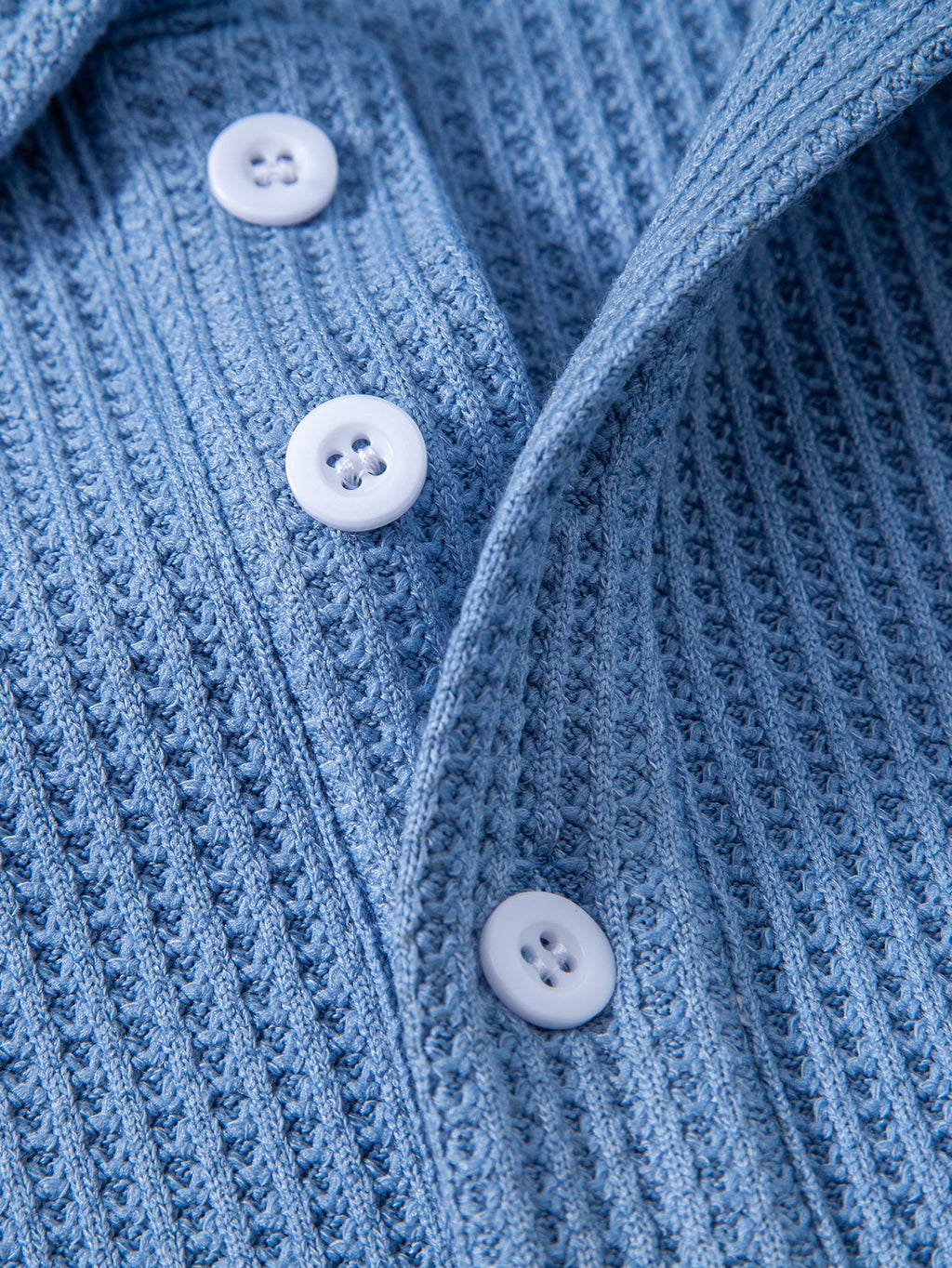 Relaxed Fit Waffle Polo Collar Sweatshirt