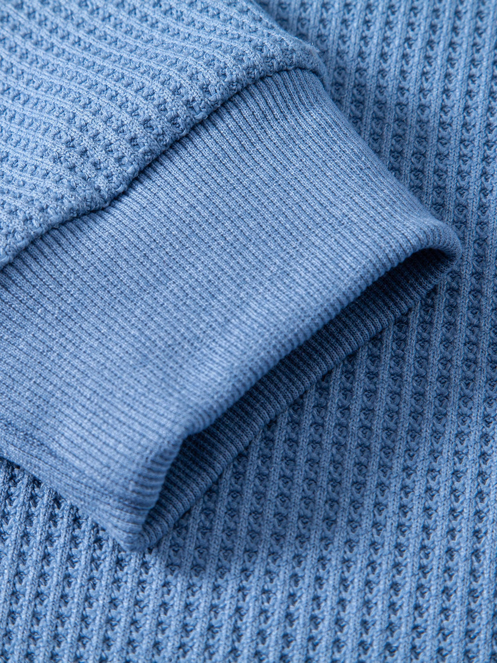 Relaxed Fit Waffle Polo Collar Sweatshirt