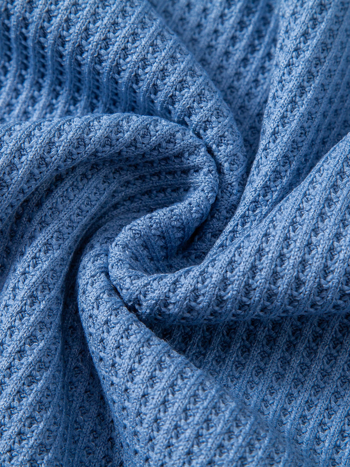 Relaxed Fit Waffle Polo Collar Sweatshirt