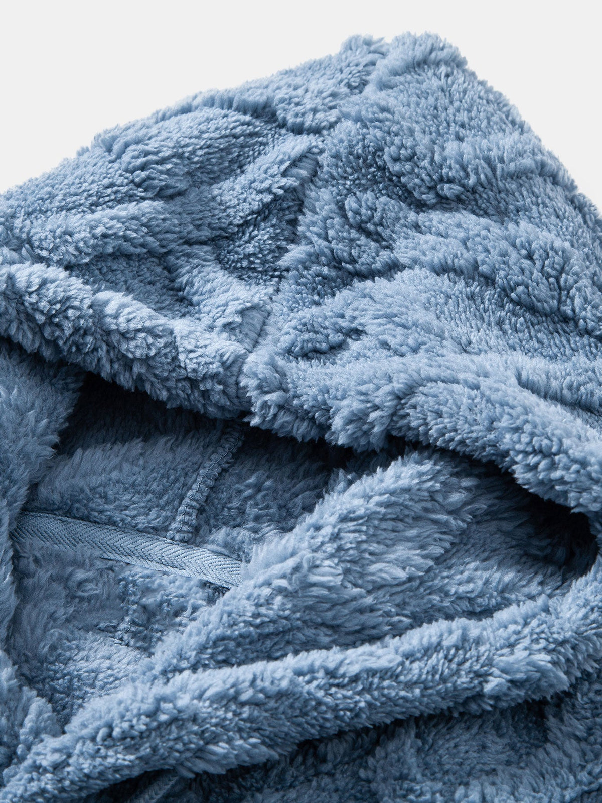 Relax Fit Geometric Jacquard Teddy Fleece Hoodie