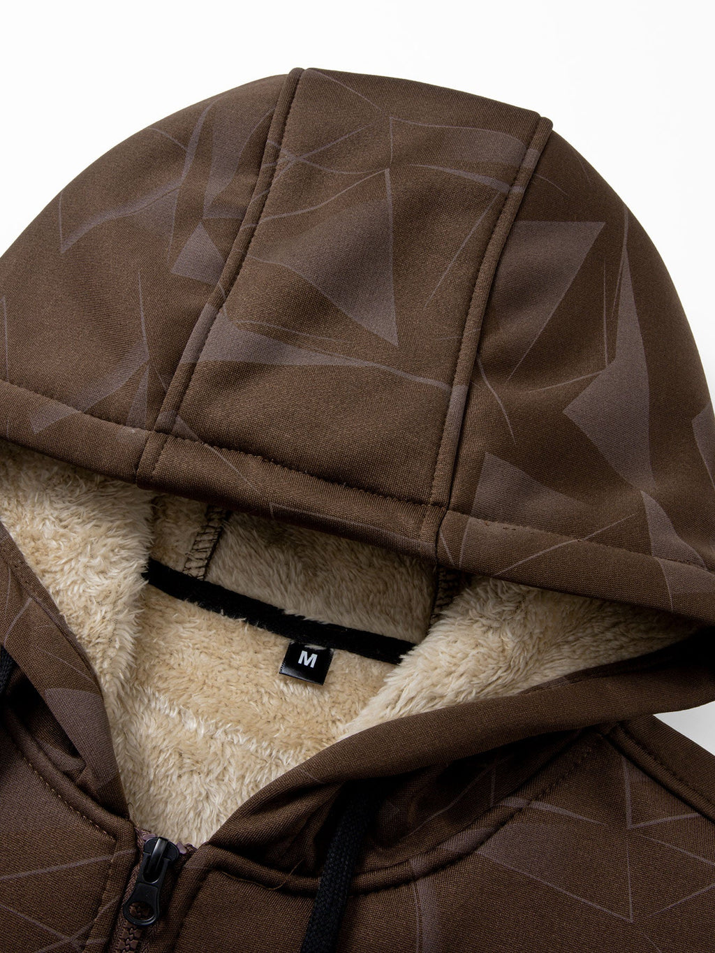 Kapuzenjacke mit Reißverschluss, Teddyfutter und geometrischem Muster